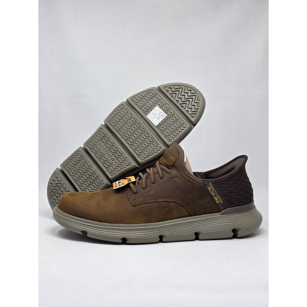 Skechers Slip-ins Garza GERVIN Size 10.5 Mens Casual Trainers Dark Brown New